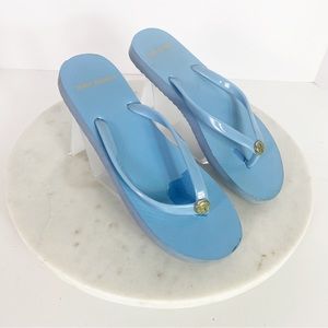 Tory Burch Flip Flops Slippers Beach Casual Light Blue Summer Footwear Size 6